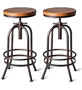 BOKKOLIK Set van 2 industriële barkruk-retro 28-34 inch draaibare krukken-extra hoge keukenstoel-bar...