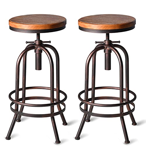 Set-of-2-Industrial-Bar-Stool-Retro-26-323inch-Swivel-Stools-Extra-Tall-Kitchen-Chair-Bar-Counter-Height-Adjustable-Fully-Welded-Copper-2PCS Set of 2 Industrial Bar Stool Retro 26 323inch Swivel Stools Extra Tall Kitchen Chair Bar Counter Height Adjustable Fully Welded Copper 2PCS