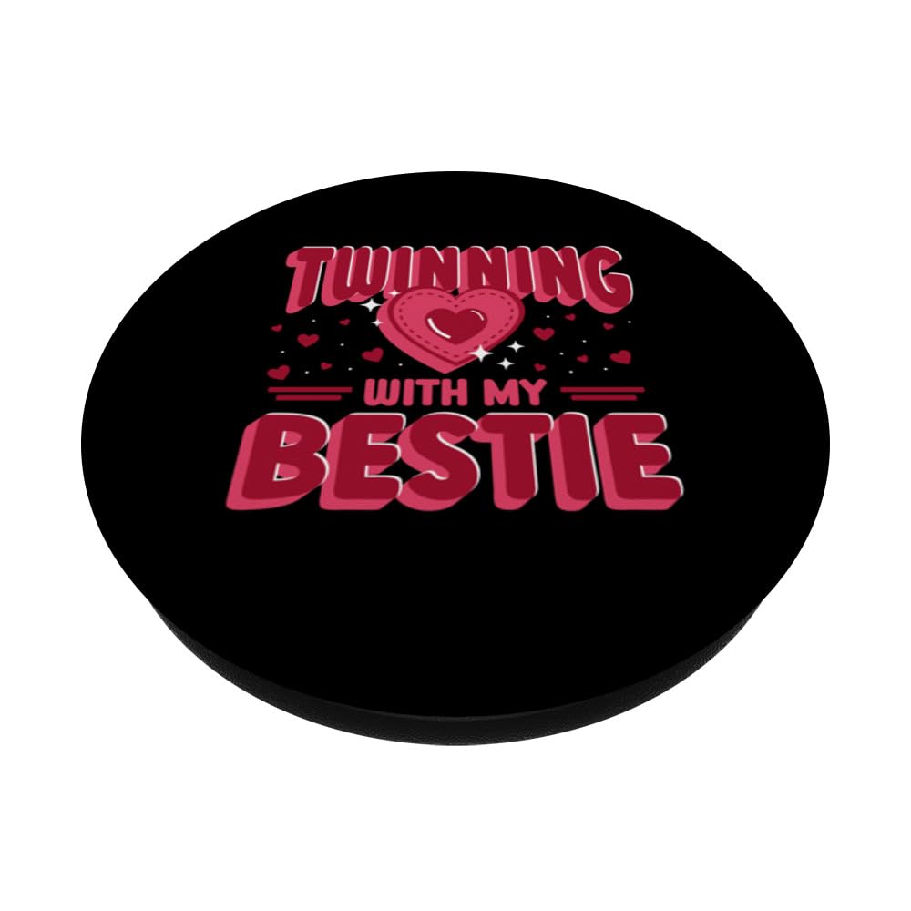 Twinning Bestie Friends Matching Twins Day PopSockets Swappable PopGrip, Black - Image 2