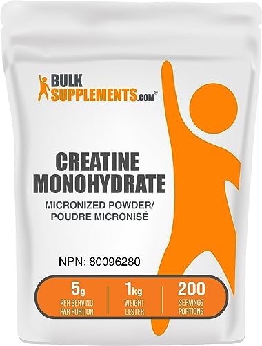 BulkSupplements.com Creatine Monohydrate Powder - Creatine Supplement, Micronized - Unflavored & Gluten Free, 5g per Servings, 1kg (2.2 lbs) (Pack of 1)