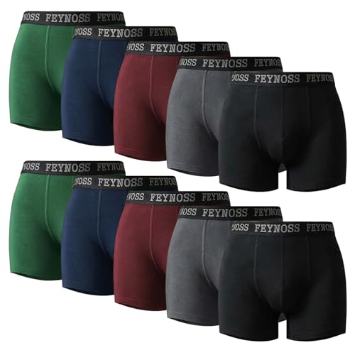 feynoss Boxershorts Herren 10er Pack - Atmungsaktive Männer Unterwäsche, Retroshorts Unterhosen Männer, XL für Fahrrad Fahren, Ball Sports