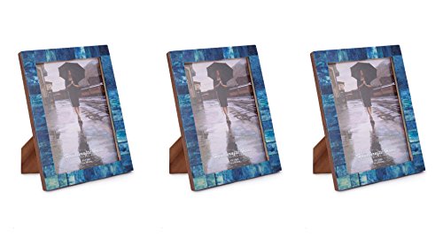 Handicrafts Home Photo Picture Frame - 5  x 7  Blue - Handmade Gift - Pack of 3