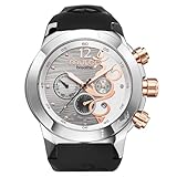 MULCO Watches for Women - Breathe, Stainless Steel Case with Wrist Silicone Band, Quartz Multifunctional Movement, Large Face Analog Display with Mother of Pearl and Rose Gold, Waterproof