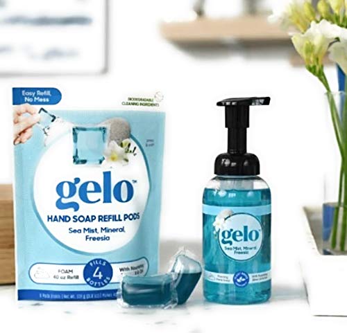 Gelo Refill Plant Based Essential Oil Hand Liquid Soap (10 oz.) Choose From: Bottle, Refill Pods or Both (Sea Mist, Mineral & Freesia, Bottle + Pods)
