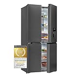 Exquisit Multi-Door Kühlschrank MD430-100-WS-200E inoxlook-az | 432 L Volumen | Multi Door Kühlschrank NoFrost | Wasserspender | Cross Door Kühl-Gefrierkombination