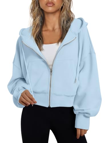 Image of Trendy Queen Womens Zip Up Hoodies Cropped Jackets Fall Outfits 2026