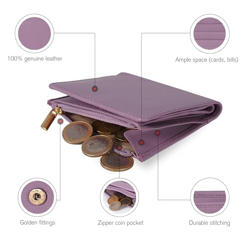 Image of Oak Leathers Wallet For Women Full Grain Leather - Small RFID Coin Purse Credit Card & ID Holder for Ladies,Bifold Wallets for Teenager | Small