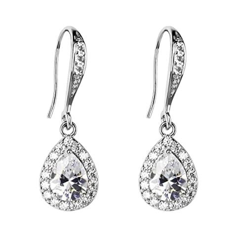 Silver Women's Earrings Stud Earrings Set Diamond Earrings Hypoallergenic Gifts for Women Children Christmas Birthday Comes in Jewellery Box, White Gold Cover
