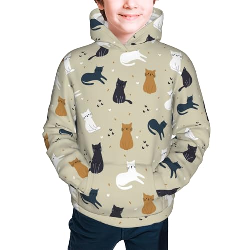 Cute Cartoon Cats Kid Hoodies Boys Sweatshirts Girls Pullover with Pocket3