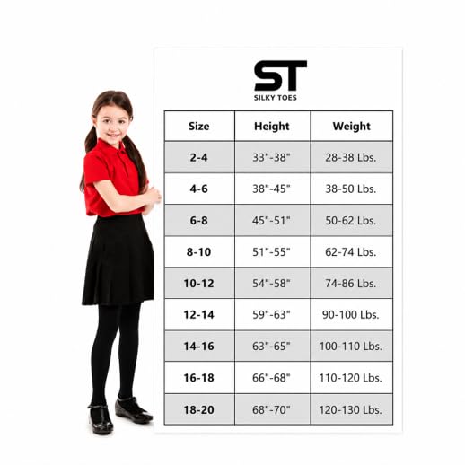 Image of Silky Toes Girls Opaque Microfiber Tights 1-2 Pairs Black White or Colored Nylon Stockings for Kids - ballet footed tights