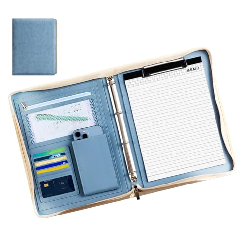 Classeur de CV A4 chic en cuir bleu pour femmes actives