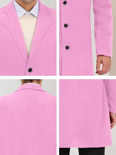 Image of Lars Amadeus Men's Trench Coat Notch Lapel Single Breasted Classic Long Pea Coats Overcoat