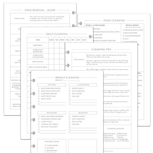BetterNote Cleaning Plan Refill for Disc Notebook, Daily and Weekly Lists, 6 Month Supply, Fits Happy Planner, Levenger Circa, Staples Arc, TUL (8-Disc, 5.5