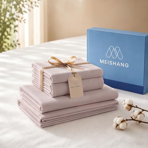 Image of MEISHANG 1000TC Egyptian Cotton Sheets Queen, 16 inch Deep Pocket | 1000TC Egyptian Cotton Sheets, Sateen Weave, Ultra Soft & Breathable, OEKO-TEX Certified