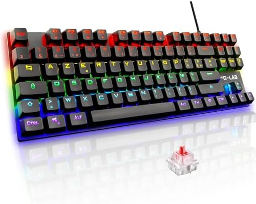 Produits high tech 53 The G-Lab Keyz Mercury TKL Clavier Mécanique Gamer 87 Touches Filaire USB AZERTY Français, Rétro-Éclairage LED Multicolore - Gaming Compact sans Pavé Numérique PC/PS4/PS5/Xbox - New - Noir
