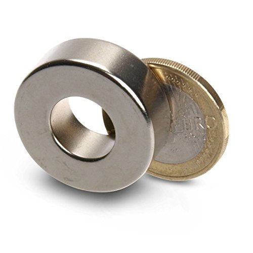 Anello magnetico da 26,0 (diametro) x 12,0 x 9,0 mm, supermagnete al neodimio N45 in nichel, con tenuta di 15,4 kg