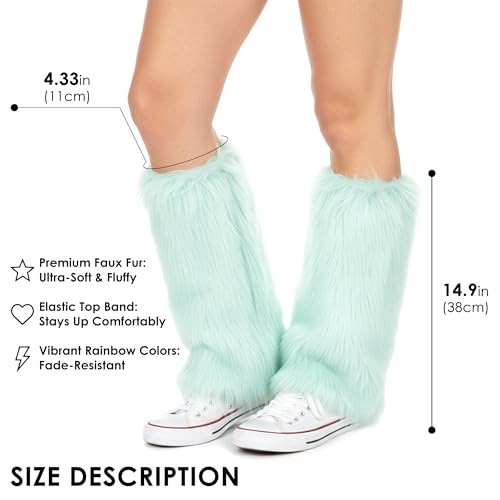 Image of Furry Leg Warmers, Women Faux Fur Leg Warmers Furry Fuzzy Winter Boot Cuffs Cover (1 Pair)