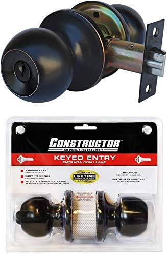 CONSTRUCTOR Chronos Entry Door Knob, Universal Keyed Lock Handle Set (Oil Rubbed Bronze)