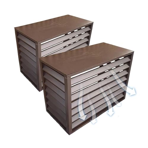 Set de 2 Vallas for Aire Acondicionado, Cubre Aire Acondicionado Exterio, Resistente a la Intemperie, Cubiertas de Valla de Privacidad, Oculta Unidades de Aire Acondicionado(Brown,110cm/43in)