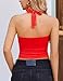 Avidlove Women's Halter Crop Top Sexy Deep V Neck Tank Crop Top Going Out Backless Summer Slim Tank Tops Red