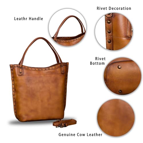 Bolso bandolera de cuero genuino para mujer color marrón miniatura 6