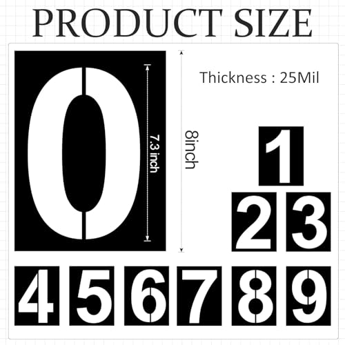 8 Inch Number Stencils Plastic Number Stencils Reusable Digital Painting Templates for Cake Stencil Address Templates