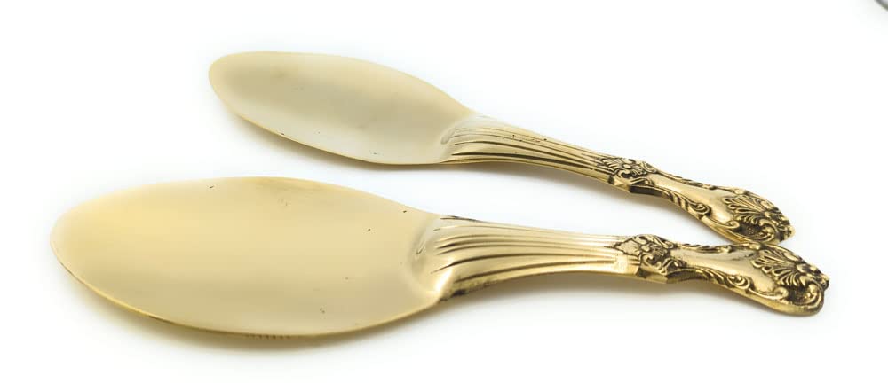 Golden Brass Rice Spoon - Traditional Indian Design -5
