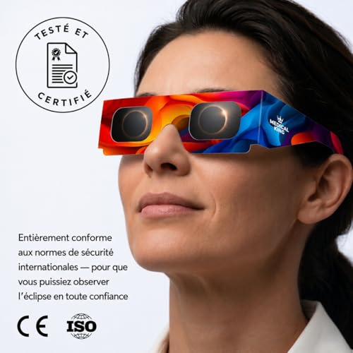 Medical king Lunettes Eclipse Solaire 2026 – Lot de 1000 Paires Premium, Lunettes Eclipse Solaire ISO 12312-2, Certifiées CE, Protection des Yeux pour l'Observation du Soleil – vue 4