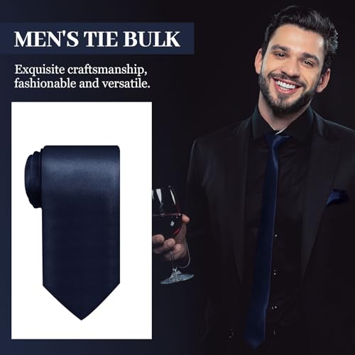 Image of Syhood 6 /12 /24 Pcs Men Ties Set Solid Satin Pure Color Business Formal Necktie Tie 57 inch for Men Occasion Wedding
