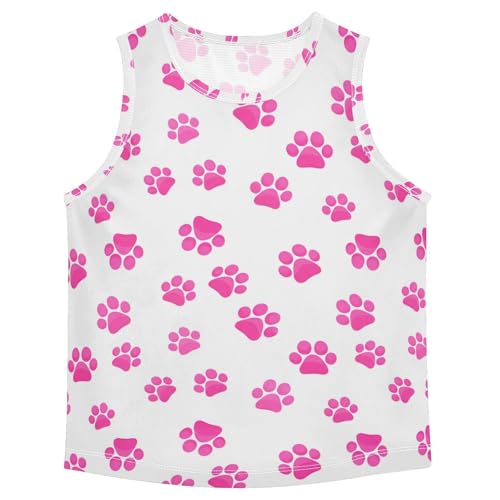 J JOYSAY Cartoon Paw Footprint Fuchsia Boys Tank Top Sleeveless Muscle Shirts Quick Dry Kids T-Shirts 3-15T