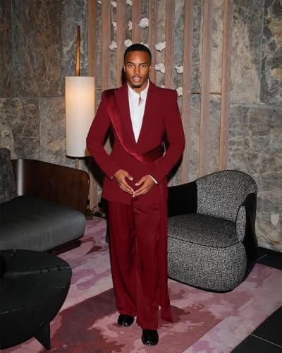Elegant Men's 2 Pieces Suits with Belt Peak Lapel Blazer Pants Prom Tuxedos Single Breasted Jacket Trousers for Party3