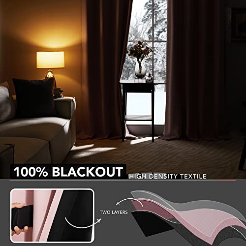 Deconovo Room Curtains, 100% Blackout Doubled Layer Curtains, Total Room Darkening, Window Drapes For Bedroom/Living Room/Little Baby/Girl/Nursery (Set Of 2, Crystal Pink, W42 X L63) #TOP2