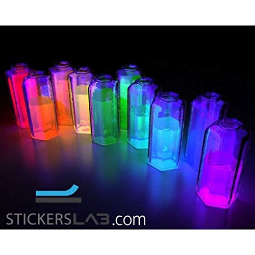 StickersLab – Pigmento aditivo en varios colores, polvo luminoso que se ilumina en la oscuridad (base blanca) (50 gramos, azul cielo)