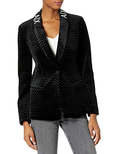 A|X Armani Exchange Women's Padded Velvet Textured Blazer, Black, 14