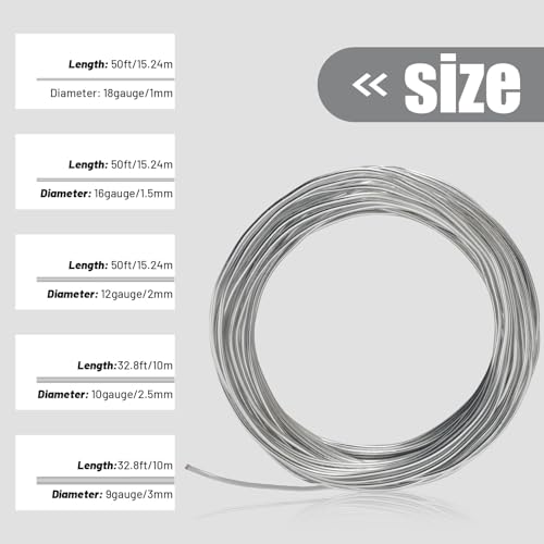 50 feet silver aluminum craft wire 12 gauge 2mm thickness sculpting wire armature wire for sculpting bendable metal craft wire for making dolls skeleton diy crafts