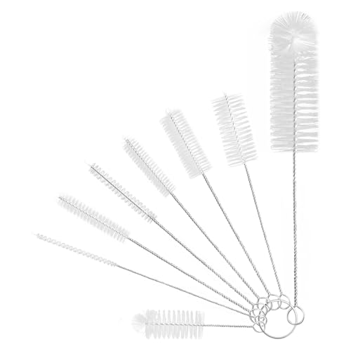 Lot De 8 Brosses De Nettoyage, Nylon Goupillon Convient pour Les Bouteilles en Verre, Les ThéIères, Les Becs Verseurs, Les Pailles et Les Interstices des Claviers Brosse Nettoyage.