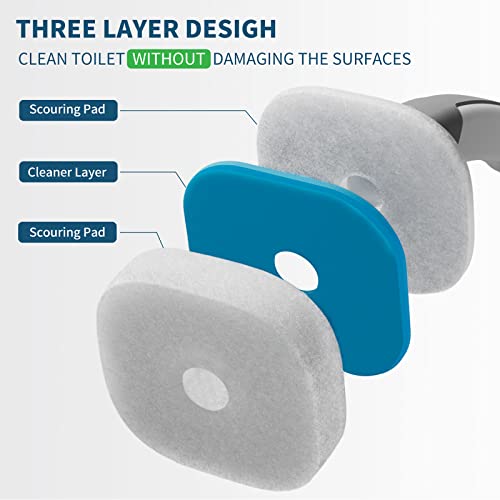 Oshang Disposable Toilet Brush - Toilet Bowl Cleaner, Toilet Cleaning Supplies, Toilet Brush With Holder, 14 Refills For Deep Cleaning And Hygienic Bathroom Maintenance #TOP2