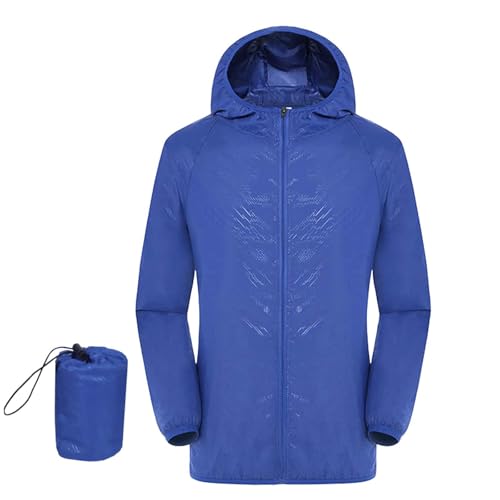 Regenjacke Gummi Zipper Top Winddicht Regendicht Windbreaker Jacken Herren Mäntel Jacken Tourenski Damen (Blue, XXXL)
