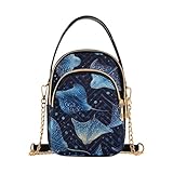 Krafig Blue Stingray Fishes Crossbody Bags for Women Detachable Strap Purses Shoulder Bag Travel Handbags