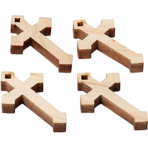 Genie Crafts 36-Pack Bulk Mini Wooden Cross Pendant Necklaces For Gifts, Diy Wood Arts And Crafts, 1.375 X 0.8 X 0.2 Inches #TOP3