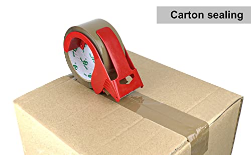 Bomei Pack Brown Packing Tape With Dispenser, 2.4 Mil 1.88 Inch X 60 Yards, 6 Refills Rolls Packaging Tape For Moving, Shipping And Storage #TOP2