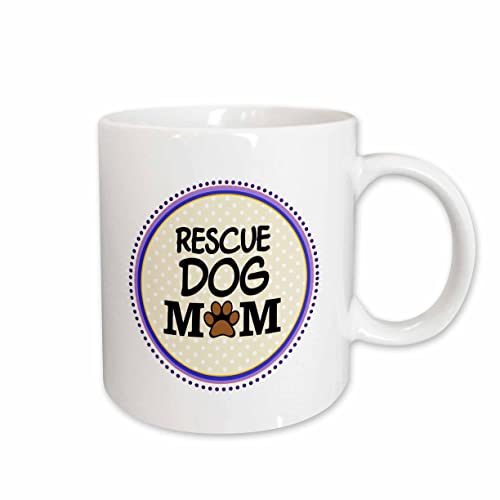 3dRose Rescue Dog Mom - Doggie Mama by Breed - Paw Print Love 15oz Mug