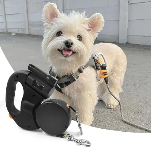 Laisse rétractable antichoc chiot avec lumière LED pour sécuriser les sorties de nuit - 3