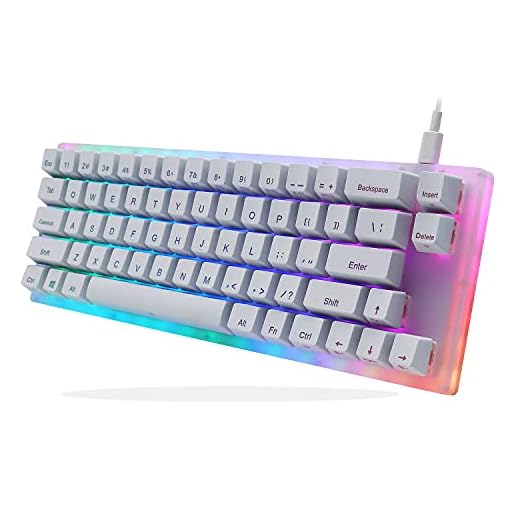 Womier K66 60% Mechanical Keyboard, Hot Swappable Wired RGB Backlit Keyboard, Gateron Switch Acrylic Gaming Keyboard for PC PS4 Xbox (Brown Switch,White)