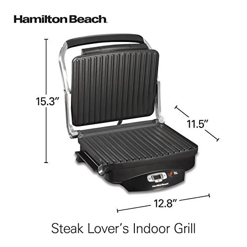 Hamilton Beach Steak Lover's Electric Indoor Searing Grill, Nonstick 100 Square, Stainless Steel (25331), Black and Stainless, Medium - image 8