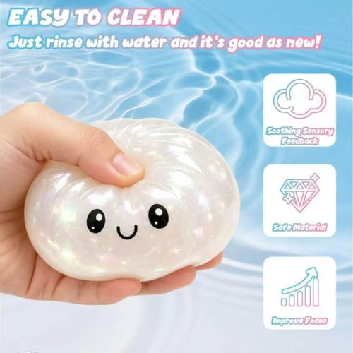 2 Pack Glitter Squishy Toy Bulk for Adults, Soft Squeeze Sensory Stress Balls for Anxiety Relief ,Christmas Stocking Stuffer Party Favors Gifts Desk Toys - 3