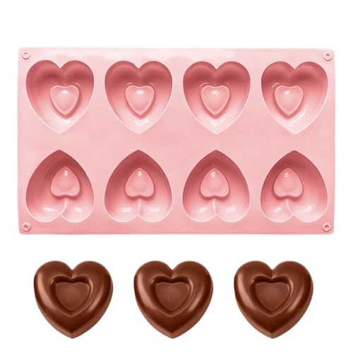 Heart Silicone Mold, Heart Chocolate Mold, 8-Cavity Silicone Dessert Pan, Soap Molds, Fondant Molds, For Kitchen Valentine's Day Holiday Cake Decorating Candy Making Party Treats Resin Art Craft