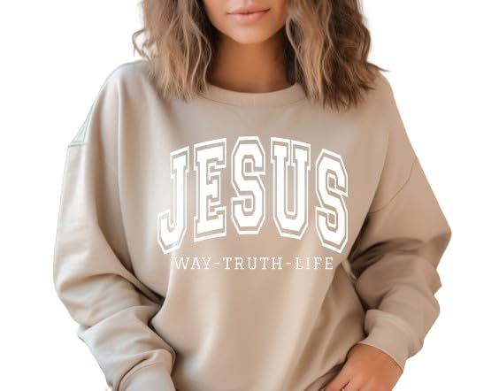 Jesus Way Truth Love Sweatshirt, Christian Sweatshirt, Religious Sweatshirt for Women, Unisex Retro Church Outfit, Christian Apparel for Men, God Sweatshirt, Retro Jesus Sweatshirt