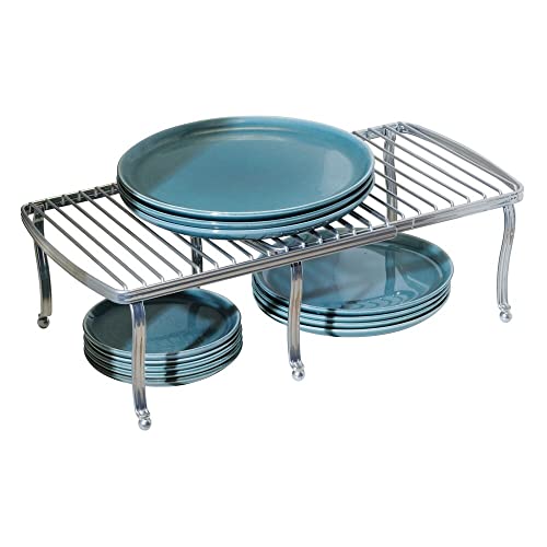Mdesign Expandable Wire Metal Kitchen Cabinet Shelf Rack - Adjustable Pantry, Countertop, Cupboard Shelf Organizer - Dish And Plate Storage Space-Saver, Hyde Collection, 2 Pack/4 Pieces, Silver #TOP6