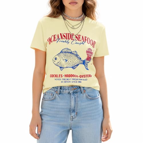 Cute Vintage Graphic Tees Womens Y2k Cotton T Shirt Casual